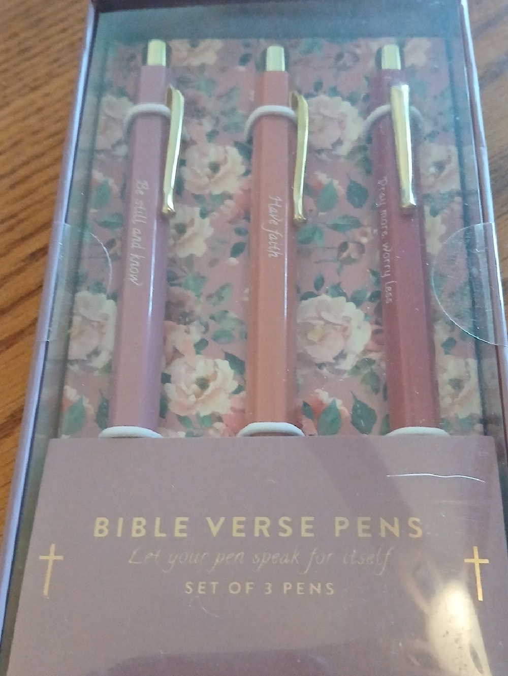 Eccolo Mauve Scriptural Floral Pen Set